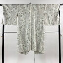 道中着 身丈109cm 裄丈69.5cm L 和装コート 草花 地紋 灰色 正絹 美品 逸品 【中古】 msp30