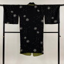道行 身丈114cm 裄丈67cm M 和装コート 桜 花びら 黒 正絹 美品 逸品 【中古】 msp30