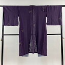 道中着 身丈109.5cm 裄丈67cm M リバーシブル 葉柄 金彩 濃紫 正絹 美品 逸品 【中古】 msp30