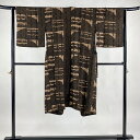道中着 身丈120.5cm 裄丈62cm S 和装コート 幾何学模様 焦茶色 正絹 美品 逸品 【中古】 msp30
