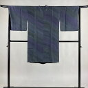 道中着 身丈103cm 裄丈65cm M 和装コート リバーシブル 幾何学模様 灰緑 正絹 美品 逸品 【中古】 msp30