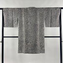 道行 身丈103cm 裄丈65cm M 和装コート 千代田衿 草花 花唐草 紋意匠 灰色 正絹 美品 逸品 【中古】 msp30