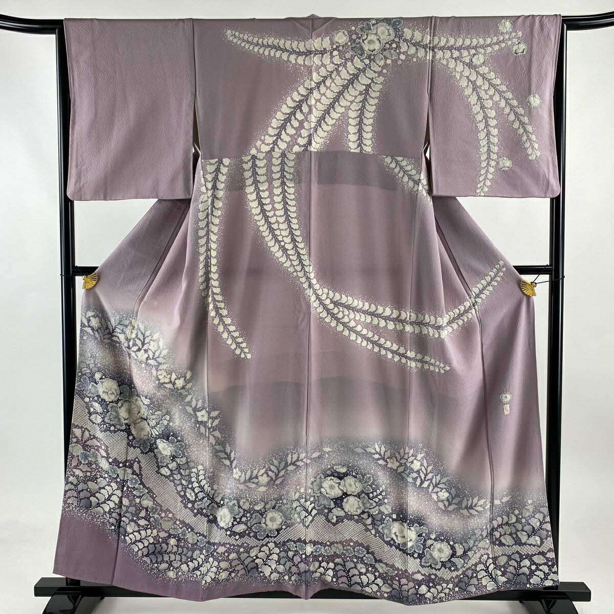 訪問着 身丈157.5cm 裄丈65cm M 袷 翠山工房 落款あり 辻が花 ぼかし 薄紫 正絹 名品 【中古】 msp30