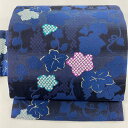 名古屋帯 美品 名品 葡萄 疋田柄 箔 濃紺 正絹 【中古】