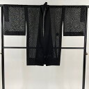 道中着 身丈93cm 裄丈67cm M 和装コート 市松 黒 正絹 美品 名品 【中古】 msp30