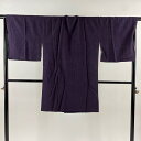 道行 身丈97cm 裄丈68.5cm L 和装コート 角衿 葉柄 ビロード風 濃紫 正絹 美品 名品 【中古】 msp30