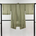 道中着 身丈92cm 裄丈64cm M 和装コート 着物衿 紗 菱 抹茶色 正絹 美品 名品 【中古】 msp30