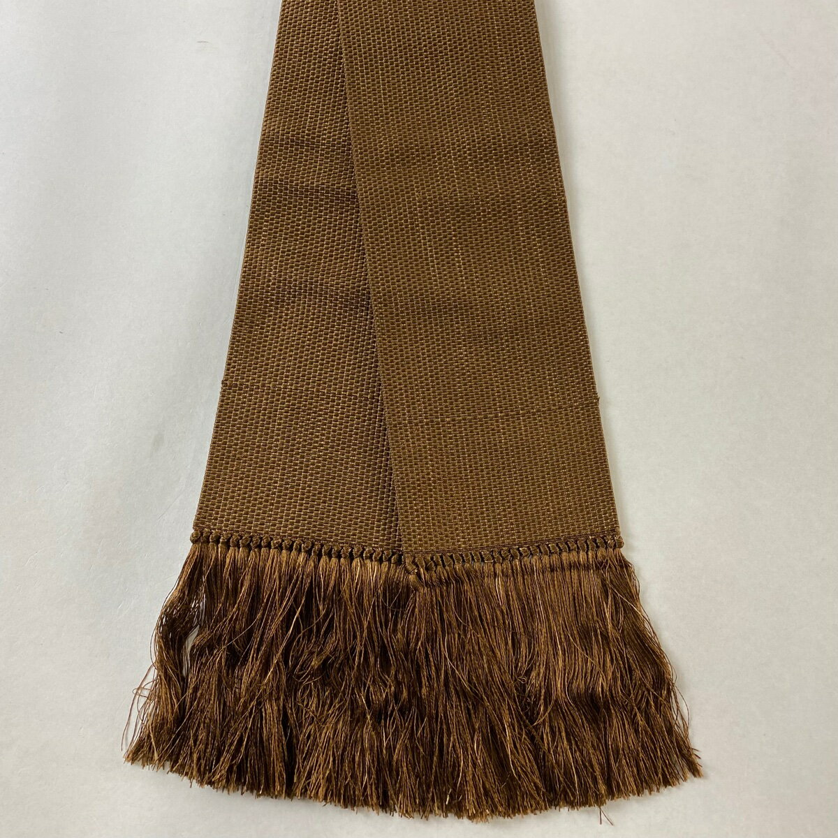 角帯 美品 秀品 縞 茶色 正絹 【中古】