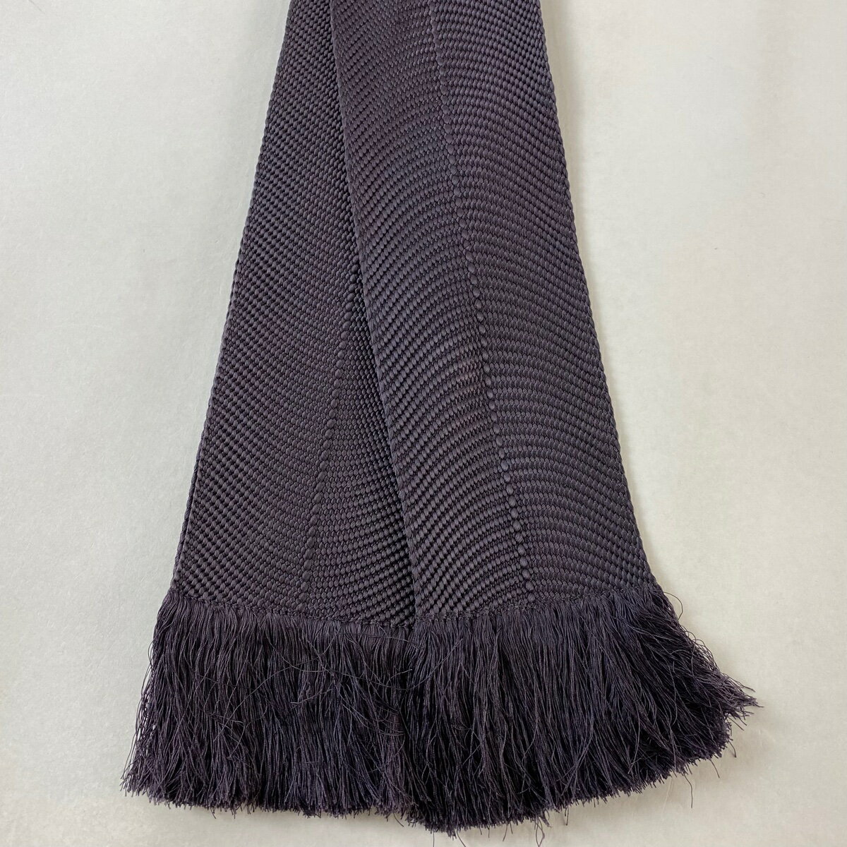 角帯 美品 秀品 地紋 濃紫 正絹 【中古】