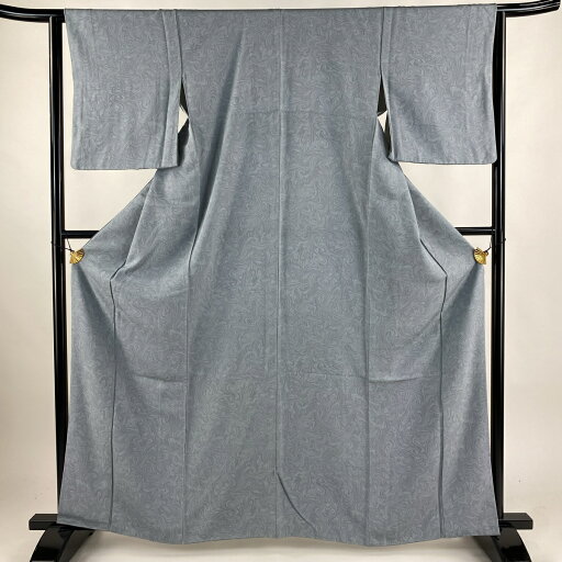 小紋 身丈163.5cm 裄丈63cm S 袷 墨流し 青灰色 正絹 名品 【中古】 msp30 小紋 身丈163.5cm 裄丈63cm S 袷 墨流し 青灰色 正絹 名品 【中古】 msp30