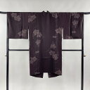 道中着 身丈106.5cm 裄丈67cm M 和装コート 着物衿 葡萄 茶紫 正絹 美品 逸品 【中古】 msp30