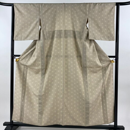 紬 身丈157cm 裄丈63cm S 単衣 白川貞夫 落款あり 証紙あり 麻の葉 柿渋染 ベージュ 正絹 美品 名品 【中古】 msp30 紬 身丈157cm 裄丈63cm S 単衣 白川貞夫 落款あり 証紙あり 麻の葉 柿渋染 ベージュ 正絹 美品 名品 【中古】 msp30