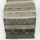袋帯 美品 秀品 花うさぎ 有栖川文 金糸 灰緑 六通 正絹 【中古】 msp30