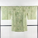 道行 身丈84.5cm 裄丈63cm S 和装コート 角衿 蜀江文 華文 灰緑 正絹 秀品 【中古】
