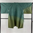 道中着 身丈101.5cm 裄丈65cm M 和装コート へちま衿 ぼかし柄 緑 正絹 逸品 【中古】