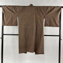 道中着 身丈107.5cm 裄丈66.5cm M 和装コート 着物衿 大島紬地 仙太郎 やまと 証紙あり 縦縞 茶色 正絹 美品 逸品 【中古】