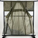 付下げ 身丈155cm 裄丈64cm M 紗袷 幾何学 金彩 ぼかし 茶緑色 正絹 美品 名品 【中古】