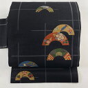 名古屋帯 美品 秀品 鳥 玩具 黒 正絹 【中古】