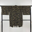 道中着 身丈93.5cm 裄丈66cm M 和装コート 葉柄 黒 正絹 美品 秀品 【中古】 msp30