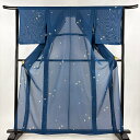 小紋 身丈159cm 裄丈63cm S 薄物 絽 蝶 てんとう虫 藍色 正絹 秀品 【中古】 msp30