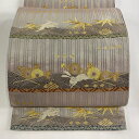 袋帯 美品 逸品 関西仕立て うさぎ 笹 金糸 箔 薄紫 六通 正絹 【中古】