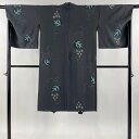 羽織 身丈115cm 裄丈68.5cm L 葡萄 地紋 絞り 金彩 黒灰 正絹 逸品 【中古】 msp30