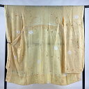 長襦袢 身丈134cm 裄丈68.5cm L やまと 葉柄 地紋 黄色 正絹 秀品 【中古】