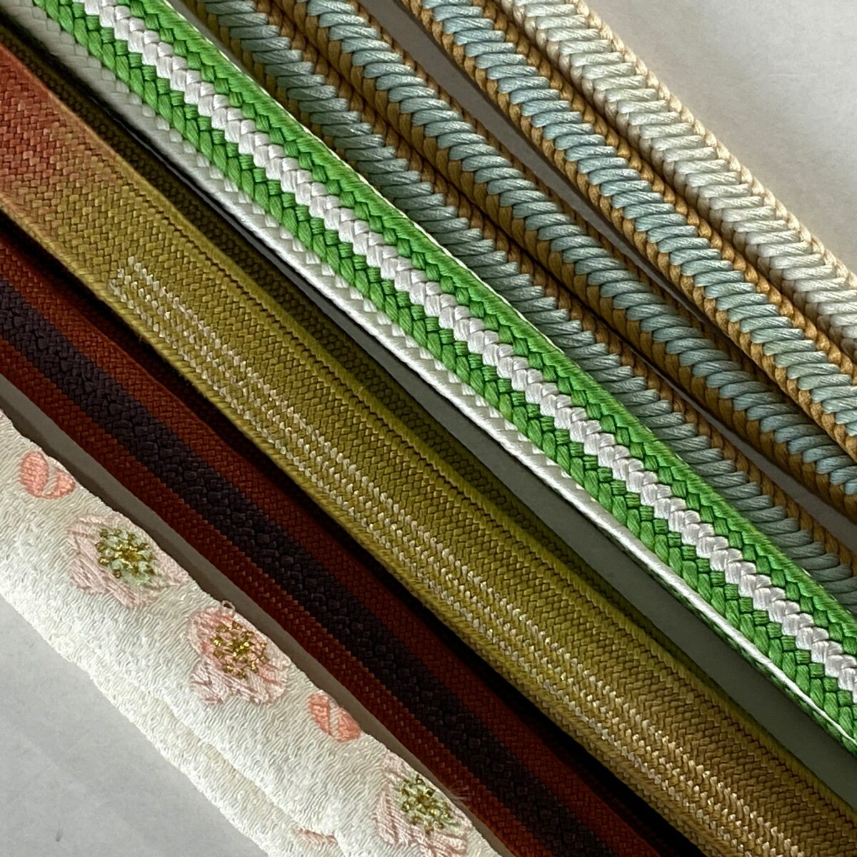 帯締め 優品 帯締め5本セット 薄茶色 正絹 和装小物 【中古】