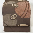 名古屋帯 秀品 松葉仕立て 鈴 疋田 縮緬 茶色 正絹 【中古】