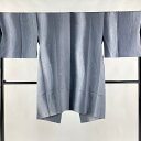 道中着 身丈97.5cm 裄丈66cm M 和装コート 着物衿 枝葉 よろけ縞 ぼかし 灰色 正絹 名品 【中古】