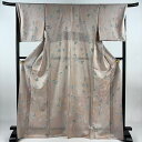 小紋 身丈169cm 裄丈68cm L 単衣 葡萄唐草 薄ピンク 正絹 美品 名品 【中古】 msp30