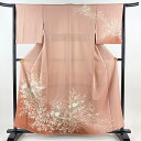 訪問着 身丈159cm 裄丈64cm M 袷 ますいわ屋 草花 染め分け ピンク 正絹 秀品 【中古】