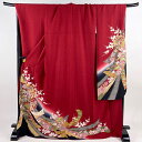 振袖 身丈172cm 裄丈70cm L 袷 雪輪 松竹梅 金彩 金糸 赤 正絹 美品 名品 【中古】