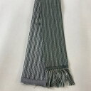 角帯 美品 秀品 証紙あり 博多織 幾何学模様 緑 正絹 【中古】