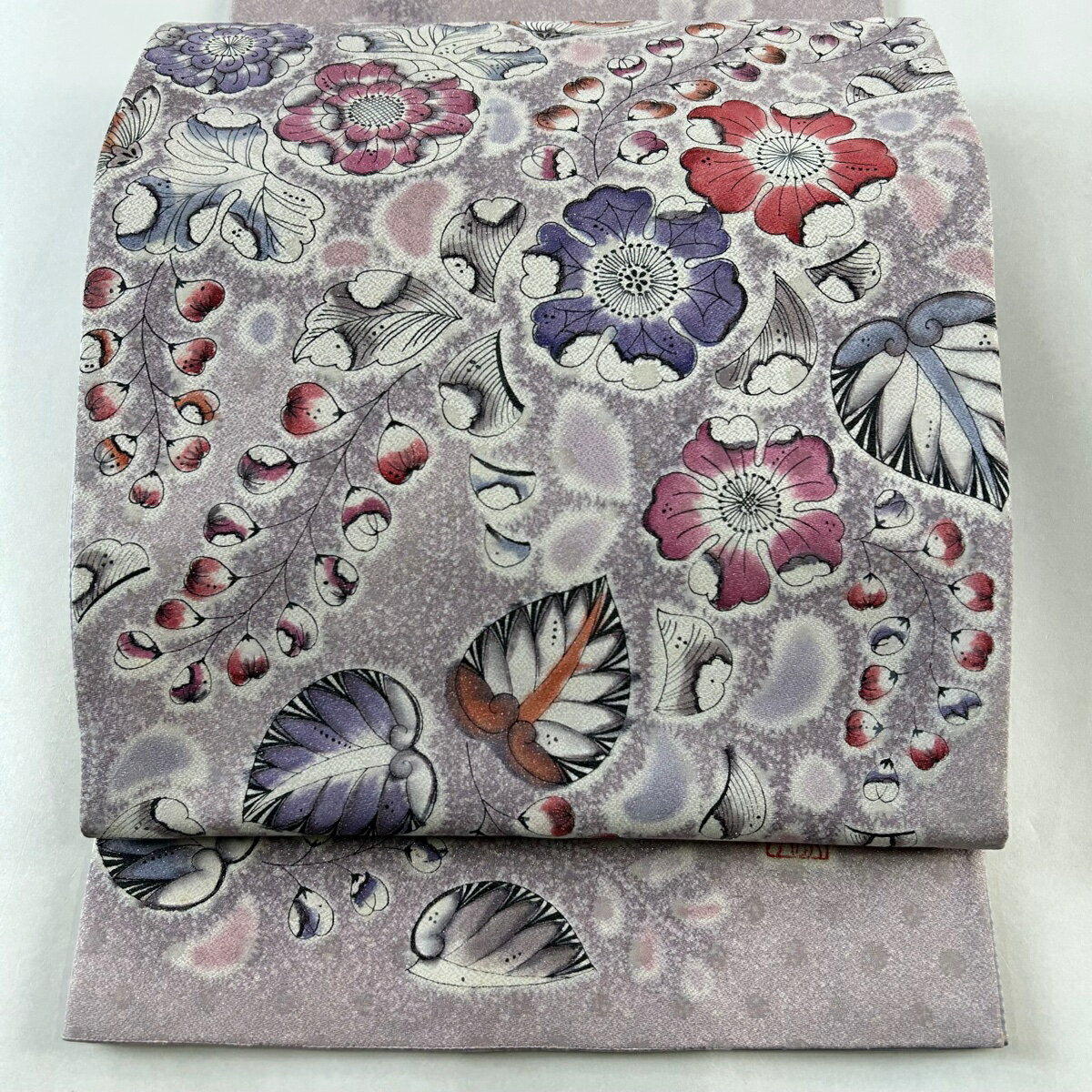 袋帯 美品 名品 落款あり 辻が花柄 銀通し 薄紫 お太鼓柄 正絹 【中古】