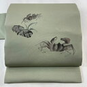名古屋帯 名品 蟹 薄緑 正絹 【中古】