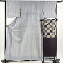 小紋 身丈158.5cm 裄丈64cm M 袷 名古屋帯セット 幾何学 絞り 薄紫 正絹 美品 名品 【中古】