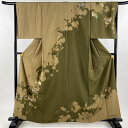 訪問着 身丈160cm 裄丈66.5cm M 袷 やまと 葡萄 金銀彩 染め分け 薄茶色 正絹 美品 逸品 【中古】 msp30