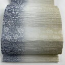 袋帯 美品 名品 花唐草 葡萄唐草 箔 ぼかし ベージュ 全通 正絹 【中古】 msp30