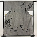付下げ 身丈152.5cm 裄丈64cm M 袷 葡萄 総絞り 黒 正絹 名品 【中古】 msp30