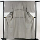 小紋 身丈155cm 裄丈62cm S 単衣 幾何学模様 灰白 正絹 名品 【中古】