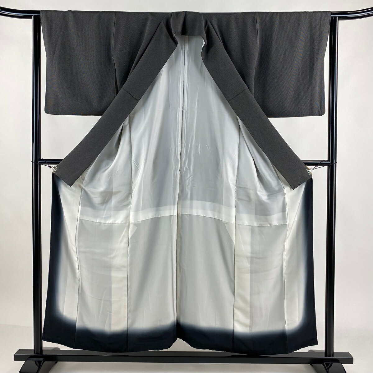 江戸小紋 身丈154cm 裄丈62cm S 袷 落款あり 角通し 墨色 正絹 美品 名品 【中古】