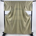 小紋 身丈162cm 裄丈69cm L 袷 葡萄唐草 ベージュ 正絹 美品 名品 【中古】 msp30