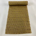 反物 逸品 紬 縞 格子 山吹茶色 正絹 【中古】