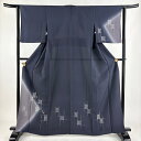付下げ 身丈159cm 裄丈63cm S 単衣 葡萄 金彩 ぼかし 紺色 正絹 秀品 【中古】 msp30