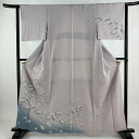 訪問着 身丈160cm 裄丈64cm M 袷 落款あり 枝花 ぼかし 薄紫 正絹 秀品 【中古】