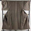 男着物 身丈151.5cm 裄丈70.5cm L 袷 紬 アンサンブル 亀甲がすり 焦茶色 正絹 美品 名品 【中古】