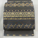 袋帯 秀品 花兎 花唐草 箔 灰色 六通 正絹 【中古】