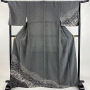 付下げ 身丈167.5cm 裄丈67.5cm L 袷 花唐草 葡萄 黒 正絹 美品 秀品 【中古】 msp30