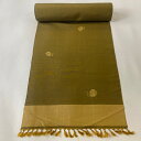 反物 秀品 紬 鈴 茶緑色 正絹 【中古】